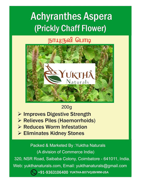 Yuktha Naturals Nayuruvi Powder | Achyranthes Aspera | Apamarga Powder | Aspera Powder | - 200G/7 Oz