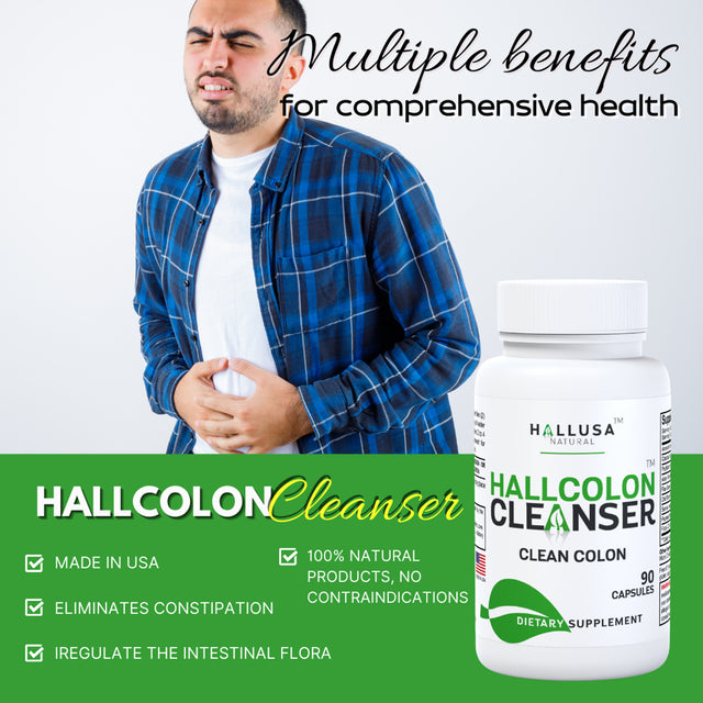 HALLCOLON - Digestive Health & Colon Cleanser - Detox Support - 90 Caps