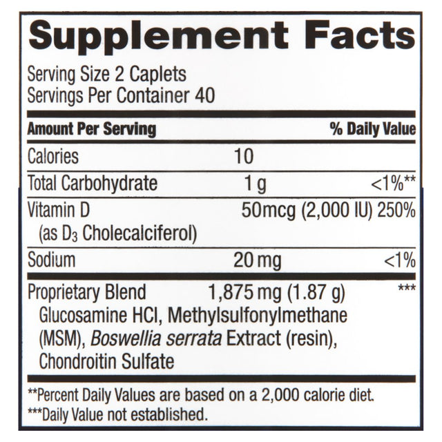 Equate Triple Strength Glucosamine Chondroitin MSM with Vitamin D Dietary Supplement, 80 Count