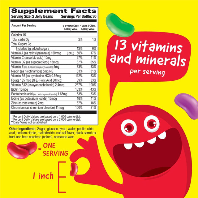 Vitaworks Multivitamin & Minerals Jelly Beans for Kids, Unisex, Dietary Supplement, 60 Jellies