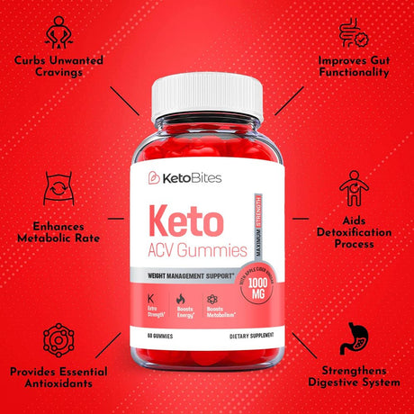 (5 Pack) Keto Bites Keto ACV Gummies - Supplement for Weight Loss - Energy & Focus Boosting Dietary Supplements for Weight Management & Metabolism - Fat Burn - 300 Gummies