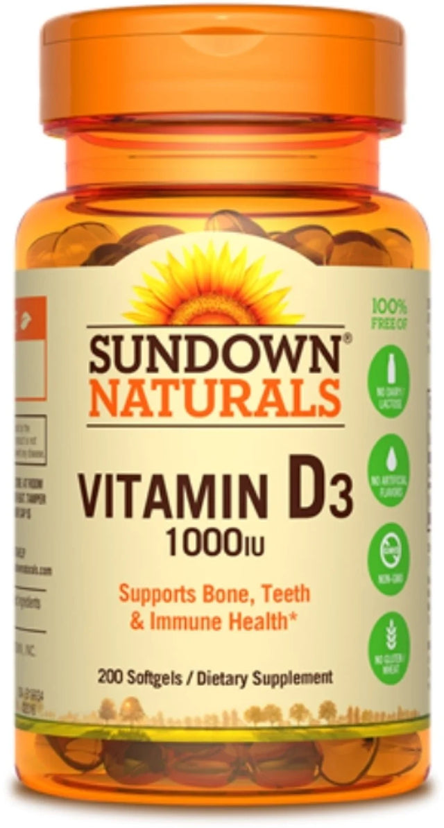 Sundown Naturals High Potency D3 Vitamin D 1000 IU Softgels 200 Ea