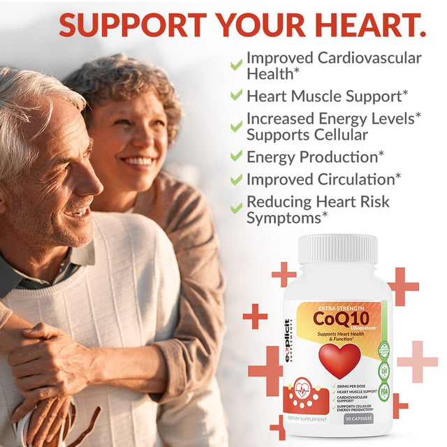 Coenzyme Q10 Ubiquinone | Max Strength Coq10 200Mg, Supports Heart Health & More | Made in USA, 1 Month