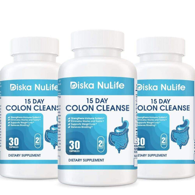 Diska Nulife 15 Day Colon Cleanse | Supports Healthy Bowel Movements and Colon Cleanse Detox, Herbal Supplements - 30 Capsules