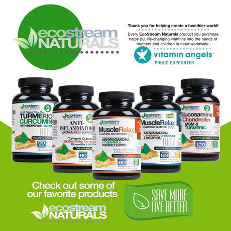 All Natural Glucosamine, Chondroitin, MSM, Turmeric, Boswellia and Collagen Complex by Ecostream Naturals, Joint Support - Gluten Free - (Packaging May Vary)