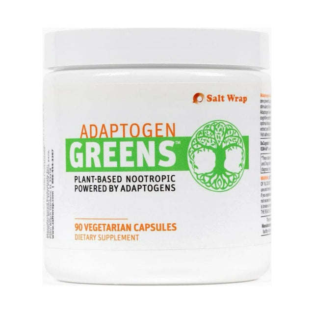 Saltwrap Adaptogen Greens - Caffeine Free Nootropic for Cortisol Support, Recovery, Stress, Natural Energy, & Mood