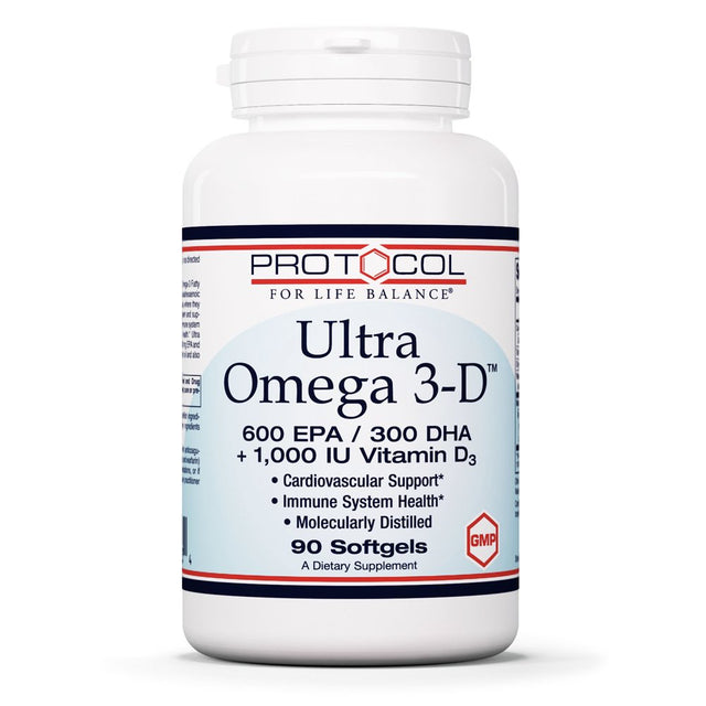 Protocol Ultra Omega 3-D - Fish Oil, Vitamin D3 - Lemon - 90 Softgels