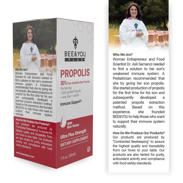 BEE and You Propolis 50% Pure Liquid Extract - Ultra plus Potency - Supports Healthy Immune System - Sore Throat Relief Antioxidants, Keto, Paleo, Gluten-Free, 1 Fl Oz