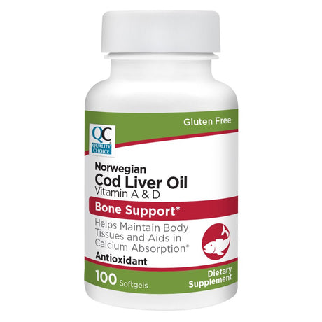 Quality Choice Norwegian Cod Liver Oil Vitamin a & D Bone Support Softgels, 100 Count - Pack of 5