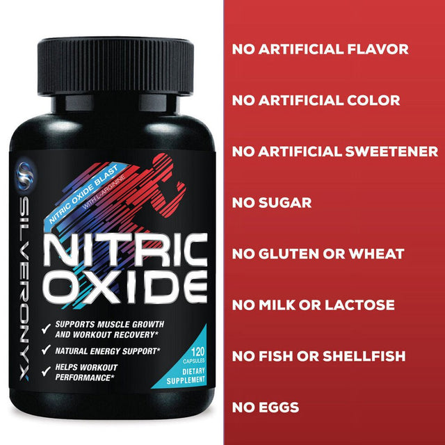 Nitric Oxide Booster Supplement W/L-Arginine 1300Mg Premium Workout Muscle Pump - 120 Capsules