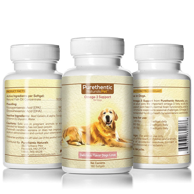 Omega 3 for Dogs, Fish Oil for Dogs 180 Softgels Featuring Pure & Natural Fatty Acids. (High Levels of EPA and DHA) (Helps Dog Allergies & Brain Function) Made in USA (1 Pk)