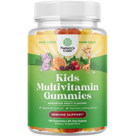 Plant Based Kids Multivitamin Gummies - Multivitamin for Kids Immunity Support Gummies with Vitamins a C D3 E B and Zinc Gelatin and Gluten Free Non-Gmo Kids Vitamins Gummy Multivitamin Formula 120Ct