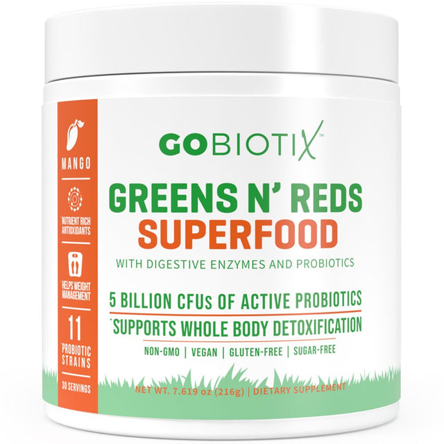 Gobiotix Super Greens Powder N' Super Reds Powder | Non-Gmo | Digestive Health (Mango)