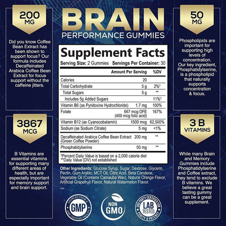 Brain Support Focus Supplement Gummies - Brain Booster