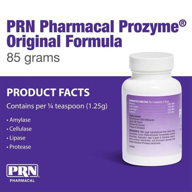 PRN Pharmacal Prozyme Original Formula Enzyme Replacement Supplement - Reinforces Animal'S Digestive System, Supports Dog & Cat Food Breakdown - Promotes Pet'S Digestive Health - 85 G, 3 Oz Bottle