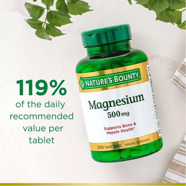 Nature’S Bounty Magnesium Supplement, 500 Mg, 200 Tablets