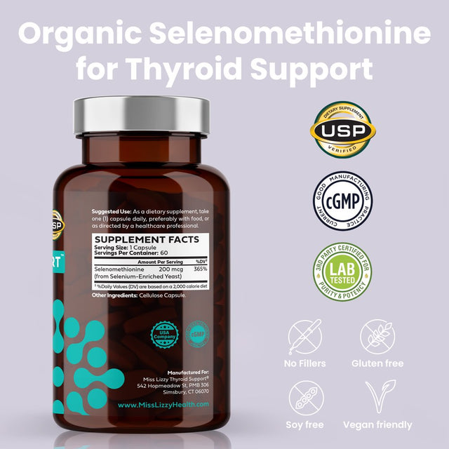 Miss Lizzy Thyroconvert – Organic Selenomethionine for Healthy Liver Function and T4 to T3 Thyroid Hormone Conversion to Boost Metabolism & Energy, Clear Mind & Reduce Oxidative Stress – 60 Capsules