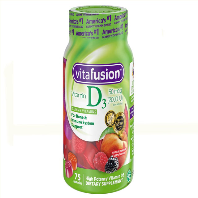 2 Pk Vitafusion Vitamin D3 2000 IU Gummy Adult Vitamins Dietary Supplement 75 Ea