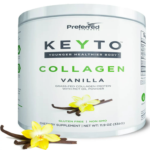 KEYTO Keto Collagen Protein Powder with MCT Oil Powder – Perfect for Low-Carb Diet Vanilla 11.9 Oz