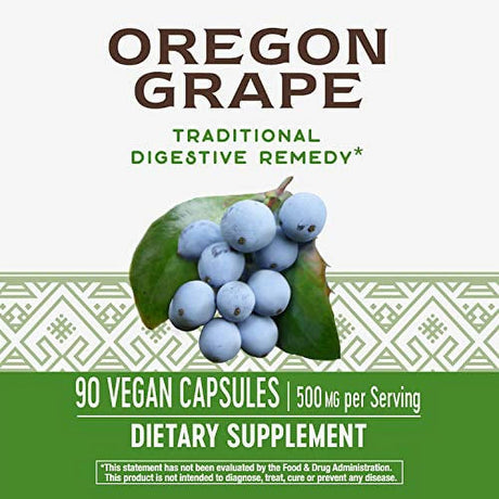 Natureâ€™S Way Oregon Grape, Traditional Digestive Support*, Non-Gmo Project Verified, 500 Mg per Serving, 90 Capsules