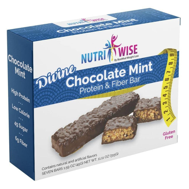 Nutriwise – High Protein 15G Bar | Divine Chocolate Mint | 7/Box | Weight Loss, Diet, KETO Friendly, Hunger Control, Meal Replacement | Gluten Free, Low Sugar