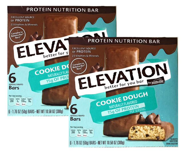 Millville Elevation Advanced Protein Nutrition Cookie Dough Endulgent Bars - 2 Boxes