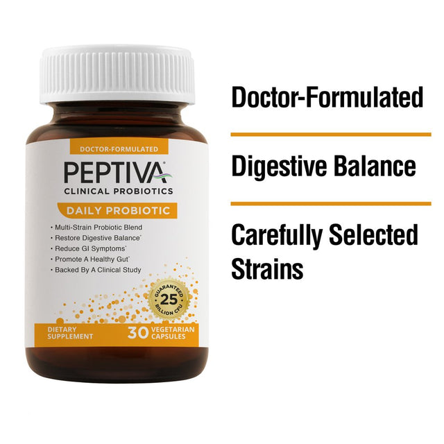 Peptiva Daily Probiotic, 25 Billion CFU, Multi-Strain Probiotics, 30 Count