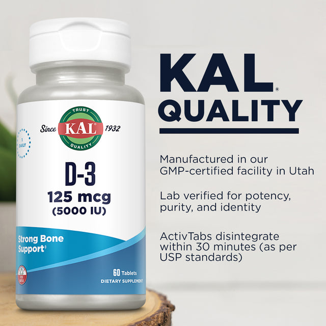 KAL Ultra D3, Tablet (Btl-Plastic) 5000IU 60Ct