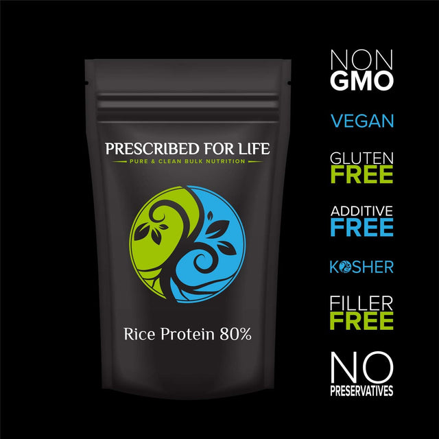 Prescribed for Life Rice Protein - Non-Gmo Whole Grain Brown Rice Protein Concentrate Powder - 80% Protein, 5 Kg