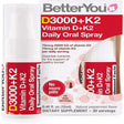 Betteryou Vitamin K2 and Vitamin D Spray Liquid Immune Support Supplement, 1000 IU Strength per Single Spray, 0.4 Fl Ounce (90 Sprays), Peppermint