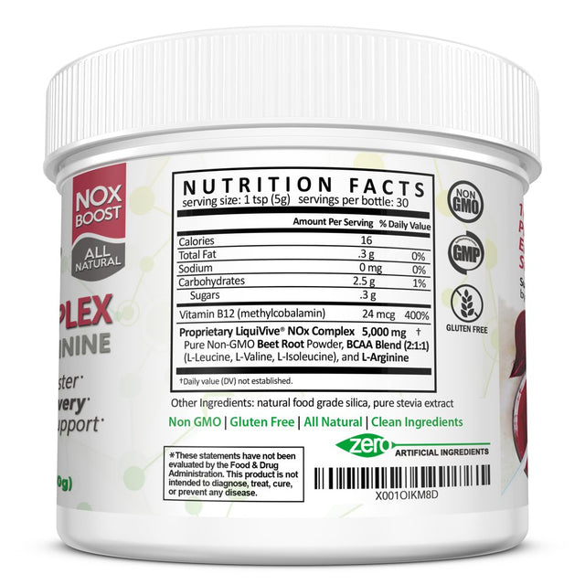 Liquivive Beet Root Juice Powder - Nitric Oxide Booster Supplement | Super Charged with BCAA Amino Acids, Vitamin B12 & L-Arginine | Non-Gmo N.O. Amino Energy Drink Mix for Endurance & Circulation