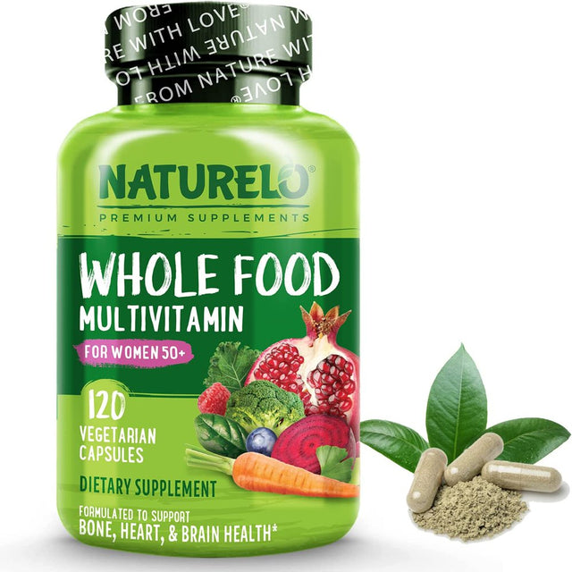 NATURELO Whole Food Multivitamin for Women 50+ (Iron Free) with Vitamins, Minerals, & Organic Extracts - Supplement for Post Menopausal Women over 50 - No GMO - 120 Vegan Capsules