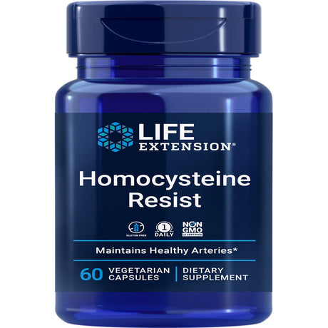 Life Extension Homocysteine Resist - Vitamin B Formulation for Heart & Brain Health Support - Gluten-Free, Non-Gmo - 60 Vegetarian Capsules (2-Month Supply)