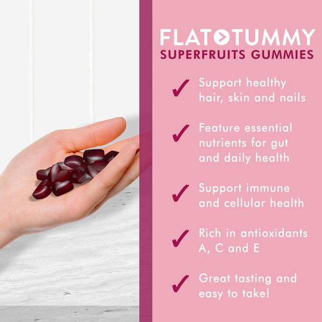 Flat Tummy Superfruits Gummies - Skin, Gut, Daily Health - 60 Count