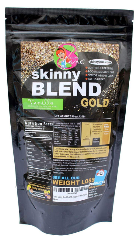 Skinny Blend Gold! Best Tasting Protein Shake for Women, Delicious Smoothie - Weight Loss -Low Carb Diet Supplement - Weight Control (15 Serving, Vanilla)