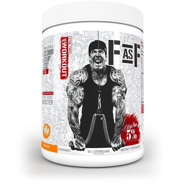 5% Nutrition Rich Piana Fasf Overdosed Nitric Oxide Booster, Stim-Free Pump Pre-Workout | Massive Pumps, Strength Gains & Endurance | L-Citrulline, Nitrosigine, Danshen | 13.23 Oz (Push Pop)