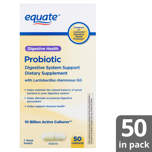 Equate Digestive Health Probiotic Capsules, 50 Count