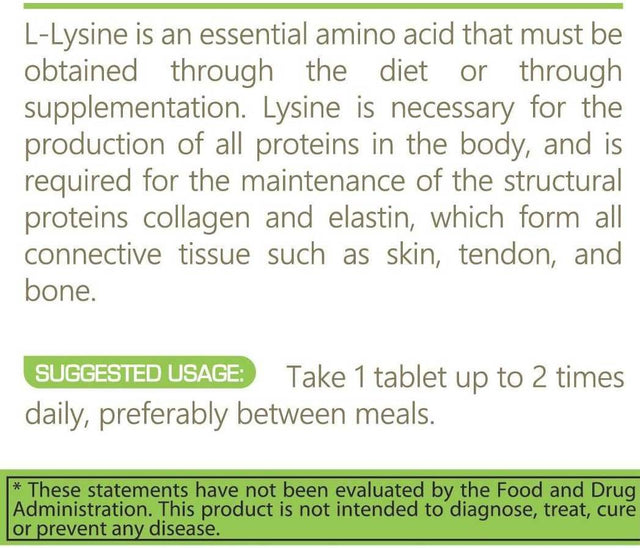 Pure Nutrition L LYSINE HCL 1000Mg Free Form Essential Amino Acid Capsules|Lip Care Supplement Collagen Elastin Production Synthesis|Skin Tissue Care|Immune System Support|100 Tablets|Vegan