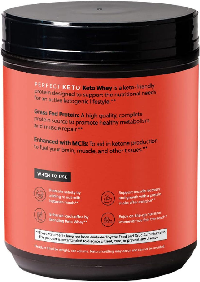 Perfect Keto Pure Whey Protein Powder Isolate Delicious 100% Grass Fed Meal Replacement Shake No Artificials, Gluten Free, Soy Free, Non-Gmo (Chocolate)