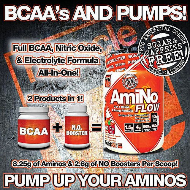 Muscle Elements Amino Flow, Multi-Purpose BCAA & Nitric Oxide Booster for Muscle Fullness, Endurance and Protein Synthesis, Fruit Punch, 60 Serving