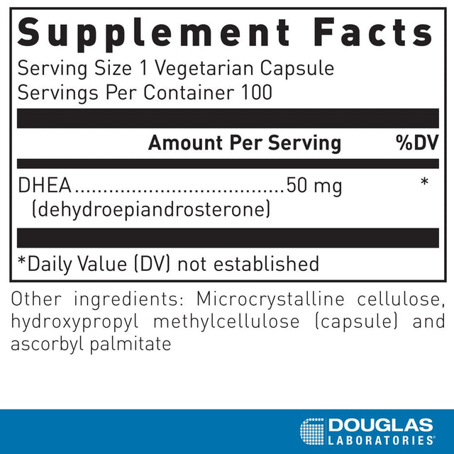 Douglas Laboratories DHEA 50 Mg | Micronized Supplement to Support Immune Health, Brain, Bones, Metabolism and Lean Body Mass* | 100 Capsules