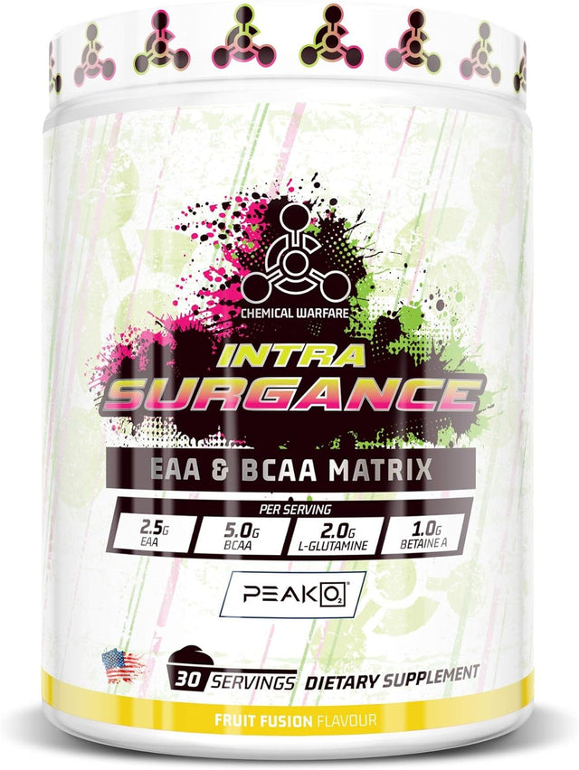 Intra Surgance - Hydration Drink, BCAA Powder with EAA Amino Acids & Electrolyte Powder plus Peak O2 Energy Powder for Endurance. Sugar Free, Fruit Fusion (30 Serv)