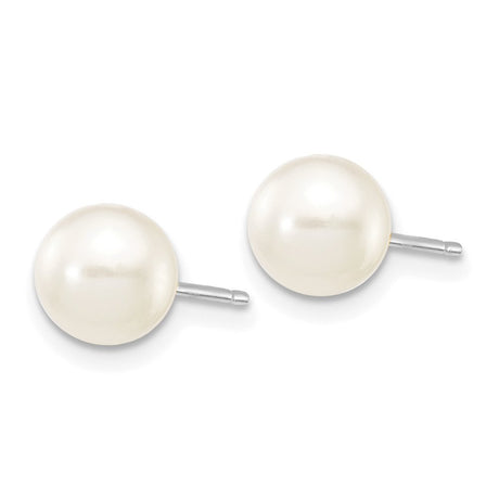 14K White Gold 6-7Mm White round FW Cultured Pearl Stud Post Earrings XW60PW