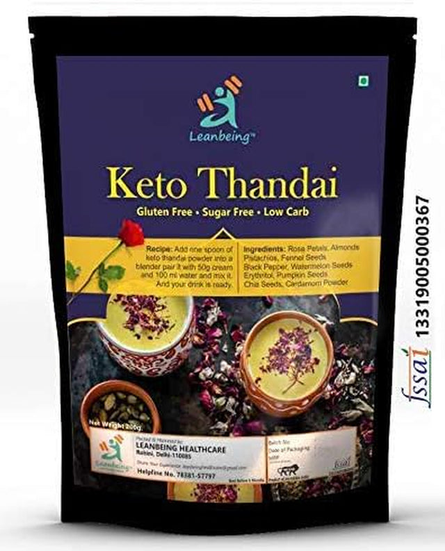 Leanbeing Keto Rose Thandai Premix 200Gm |Sugar-Free, Organic, Gluten-Free, Low Carb, Ultra-Low Gi, Vegan, Diabetes