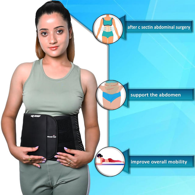 Wonder Care-Abdominal Binder Lower Waist Support Belt after C-Section Delivery for Women Slim Support Elastic Maternity Tummy Waist Belly Trimmer Fat Burner Post-Natal Operative Belt-S