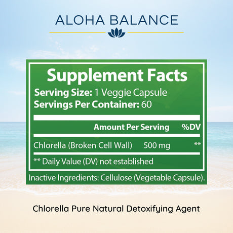 Pure Chlorella Powder - Detoxifying Aid - Vegan Superfood Natural Supplement by Aloha Balance