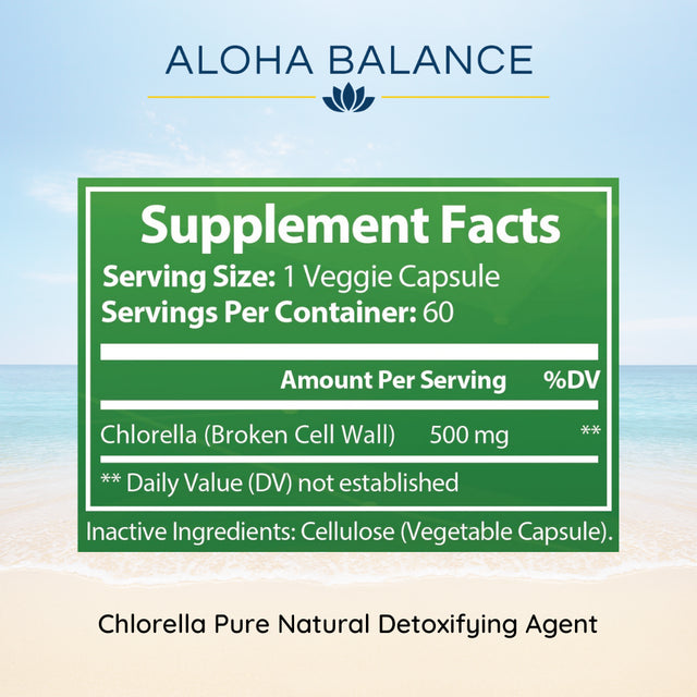 Pure Chlorella Powder - Detoxifying Aid - Vegan Superfood Natural Supplement by Aloha Balance