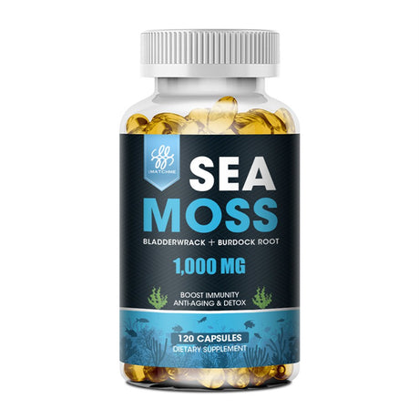 Imatchme 100% Natural Sea Moss Capsules 1000Mg Supplement - Immune System, Gut, Skin & Thyroid Support - 120 Capsules