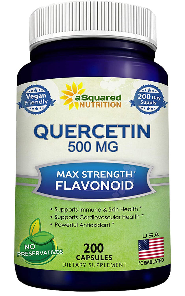 Quercetin 500Mg Supplement - 200 Capsules - Quercetin Dihydrate to Support Cardiovascular Health - Max Strength Powder Complex Pills to Help Improve Anti-Inflammatory & Immune Response