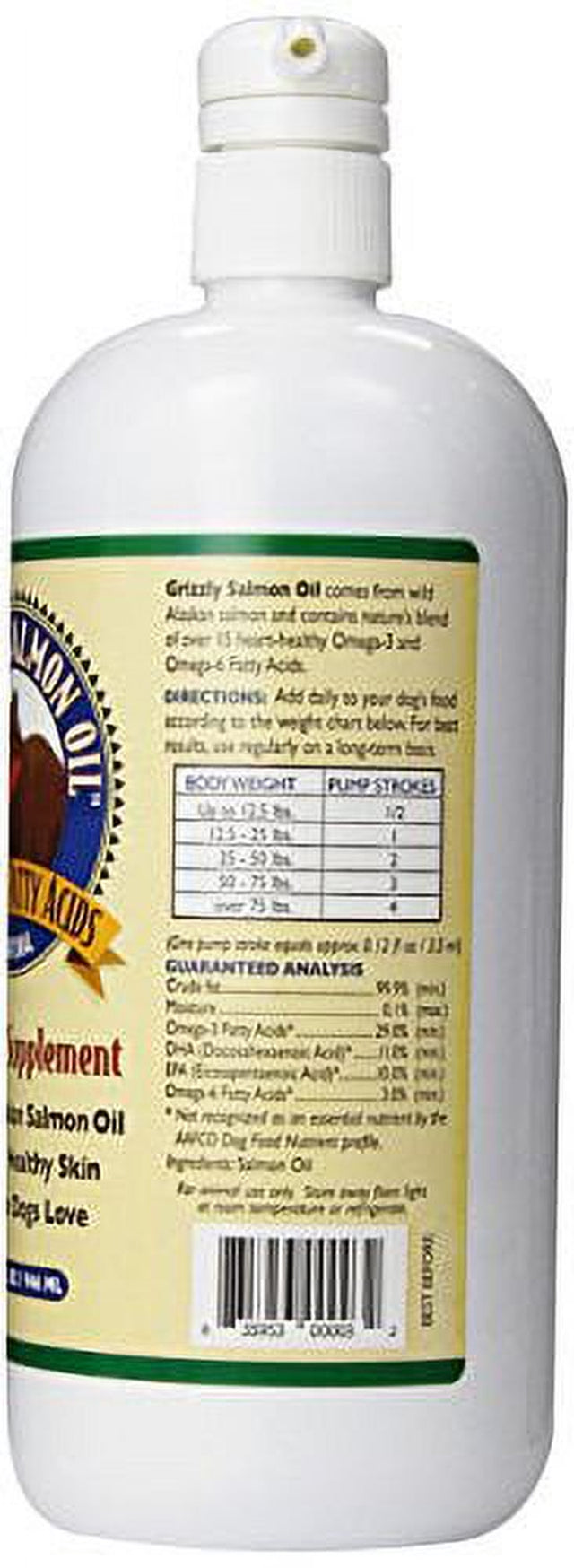 Grizzly Salmon Oil Omega-3 Dog Food Supplement 32 Oz